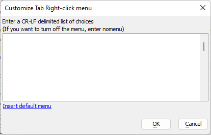 Customize Tab Right-click menu dialog